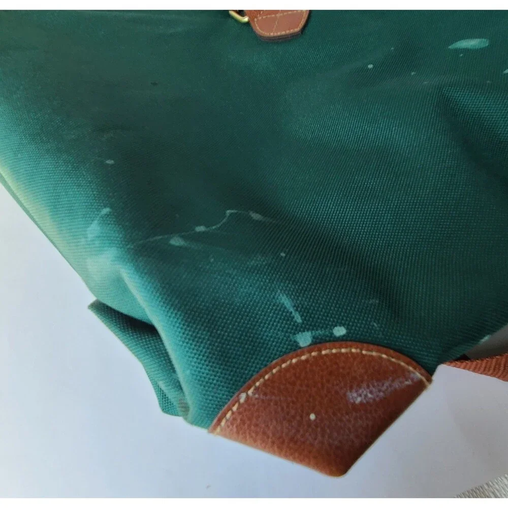 Polo Ralph Lauren Green Canvas Leather Trim Garment Duffle Bag Carry On Travel
